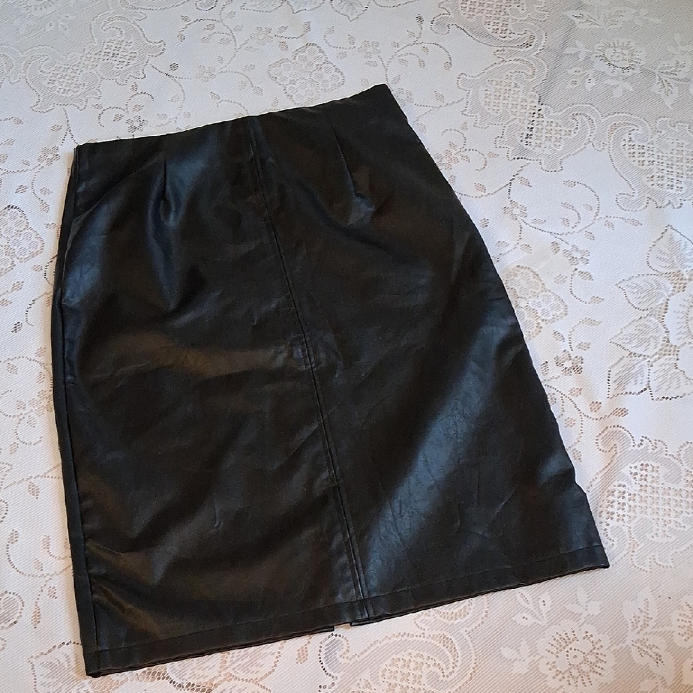 Faux Black Leather Skirt Sz 8/10 Large
